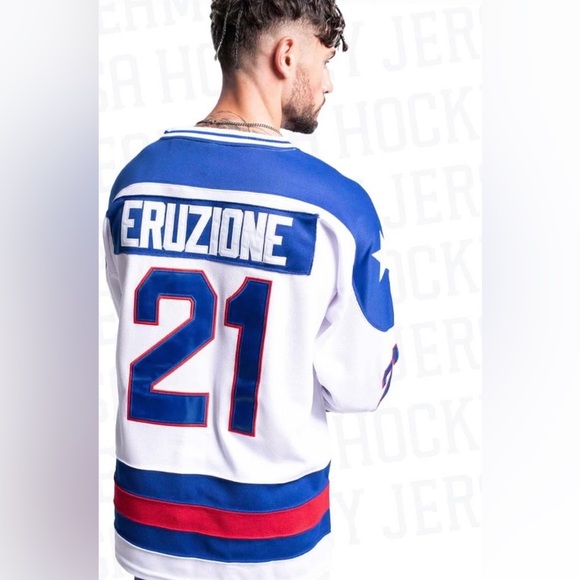 Men’s XXL Mike Eruzione #21 1980 Olympics Team USA Hockey Jersey Miracle On Ice - Picture 2 of 7